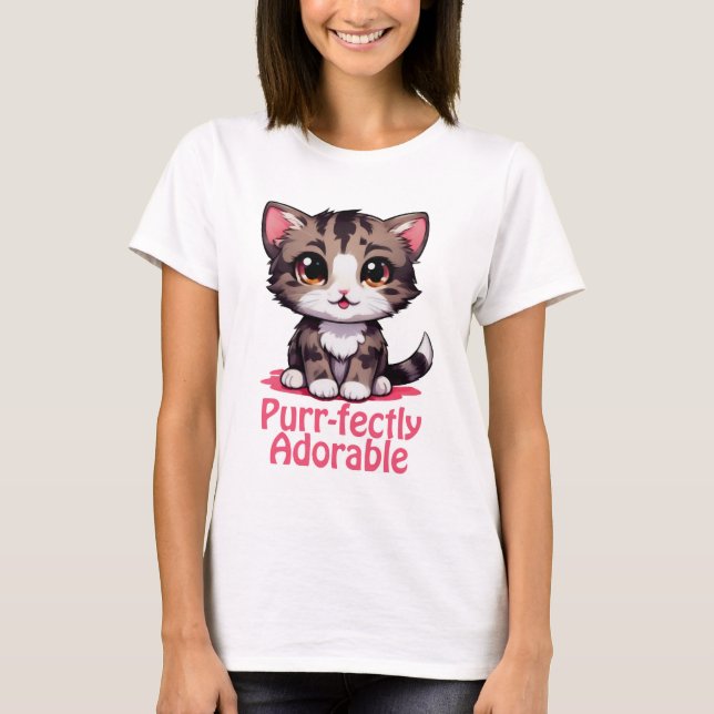 T-shirt Chibi Kawaii Kitten Purr parfaitement adorable en  (Devant)