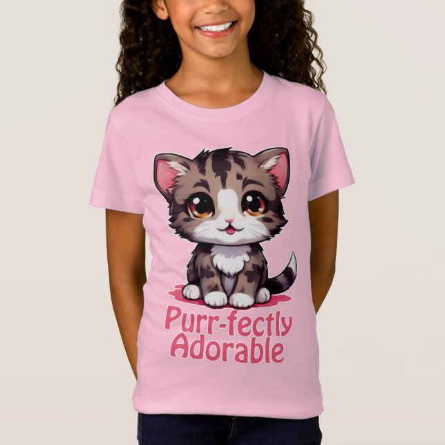 T-Shirt Chibi Kawaii Kitten Purr parfaitement adorable en  (Devant)