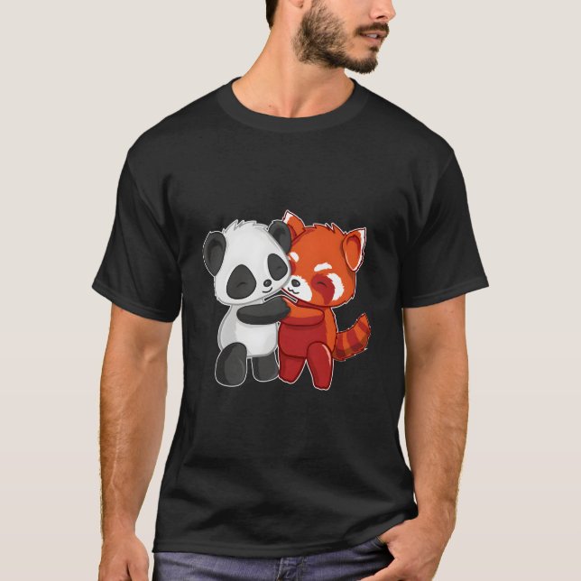 T-shirt Chibi Panda Bear Câline un Panda Rouge (Devant)