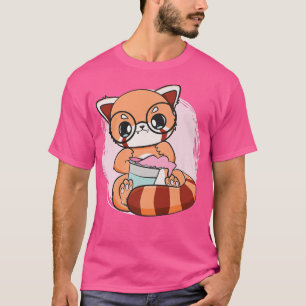 T-shirt Chibi Red Panda Boba Anime Pearl Bubble Tea Otaku