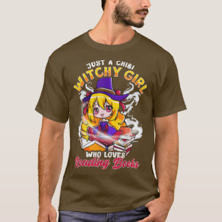 T-shirt Chibi sorcière livre Lover Witchy Girl Halloween R