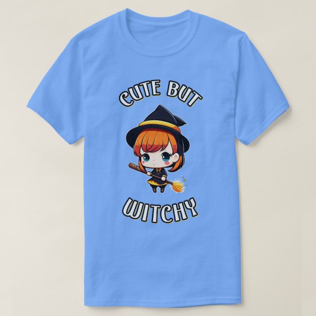 T-shirt Chibi Sorcière Wicca 1 mignonne, Mais Cuite (Design devant)