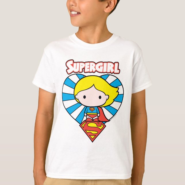 T-shirt Chibi Supergirl Starburst Coeur et logo (Devant)
