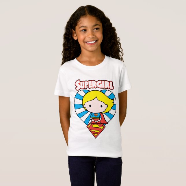 T-Shirt Chibi Supergirl Starburst Coeur et logo (Devant entier)