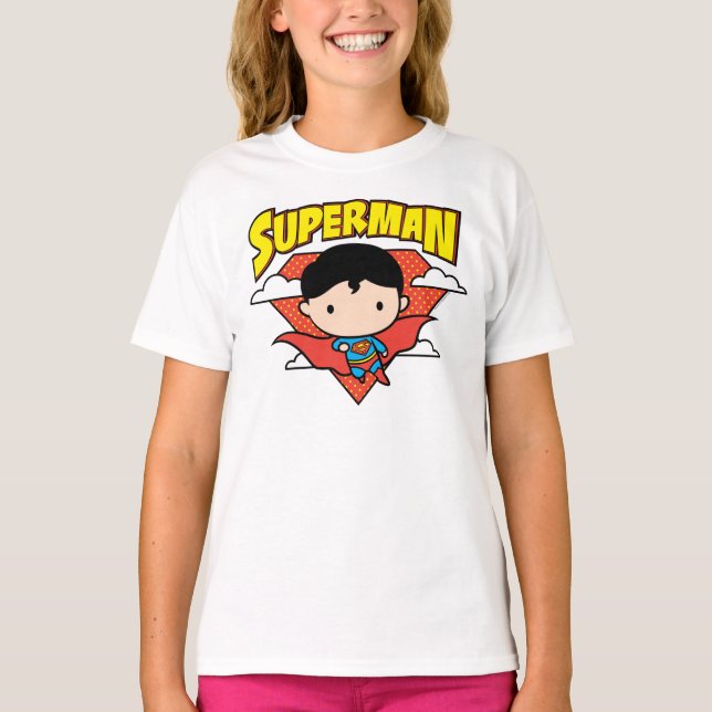 T-shirt Chibi Superman Polka Dot Shield and Name (Devant)