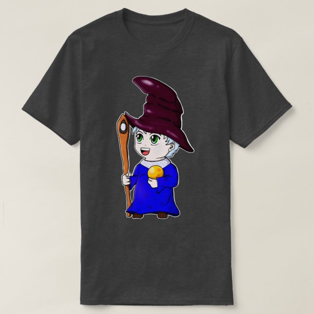 T-shirt Chibi Wizard Cute Magician Character (Design devant)