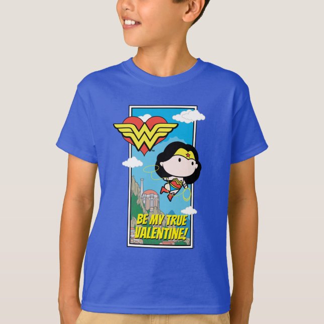 T-shirt Chibi Wonder Woman - Be My True Valentine (Devant)