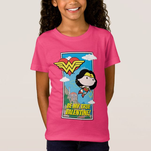 T-Shirt Chibi Wonder Woman - Be My True Valentine (Devant)