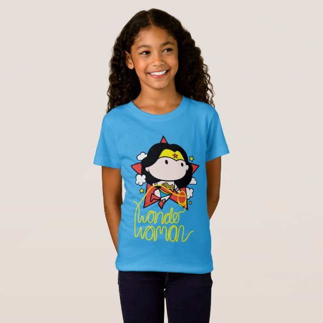 T-Shirt Chibi Wonder Woman Voler Avec Lasso (Devant entier)