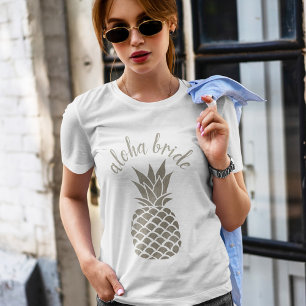 T-shirt Chic Aloha Tribe Hawaiian Silver Pineappy Bride