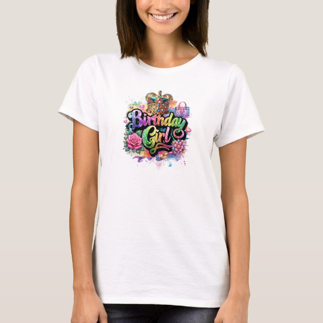 T-shirt Chic arc-en-ciel parties scintillant Anniversaire  (Devant)