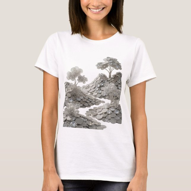 T-shirt Chic Argent ART ABSTRAIT Impression d'art v2 (Devant)