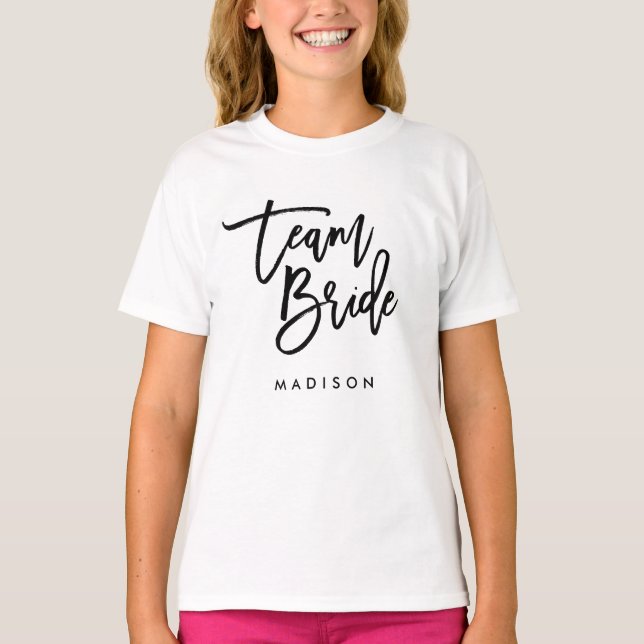 T-shirt Chic Brush tendance noir Script Team Bride (Devant)