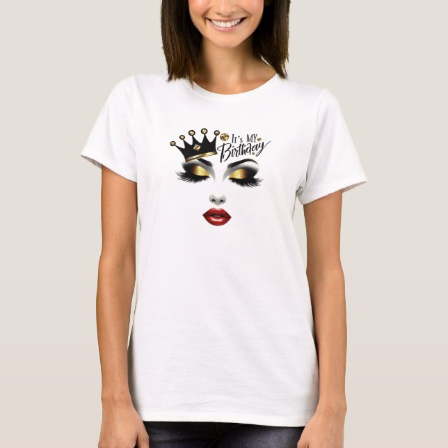 T-shirt Chic C'est ma parties scintillant d'or de couronne (Devant)