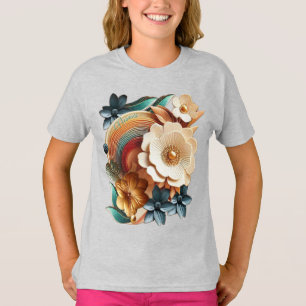T-shirt Chic, Elegant Crèmes & cuir texture fleur look