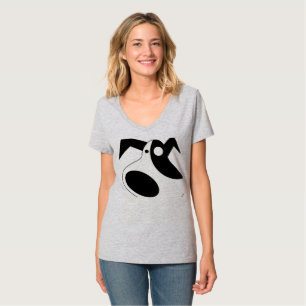 T-shirt chic et abstrait pour femmes avec col en V