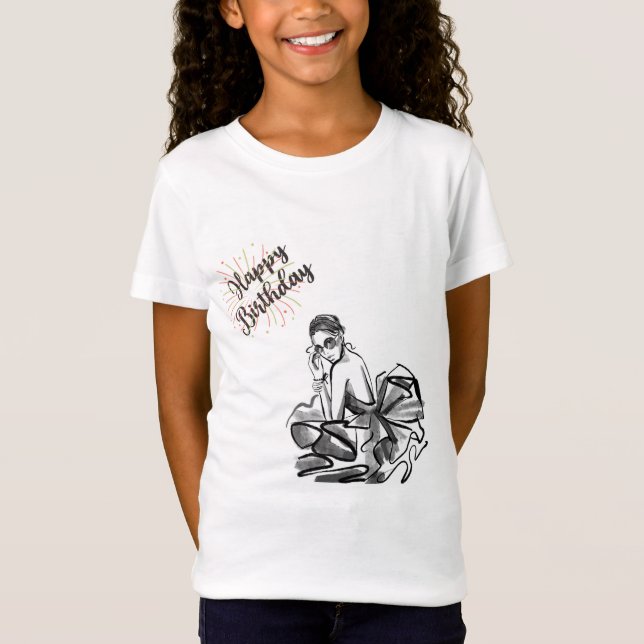 T-shirt Chic Fille de Mode Joyeux Anniversaire Cro (Devant)