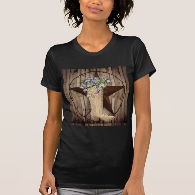 T-shirt Chic Fleur sauvage Texas Star Western cowgirl coun (Devant)