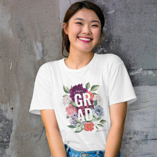 T-shirt Chic Floral Peonies Rose Blossoms Graduation