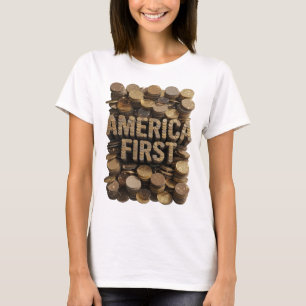 T-shirt Chic Gold AMERICA FIRST Design