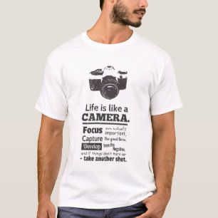 T-shirt Chic La vie est comme un appareil photo citation, 