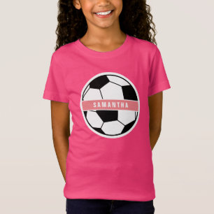 T-Shirt Chic moderne balle de soccer Girl Sport rose Monog