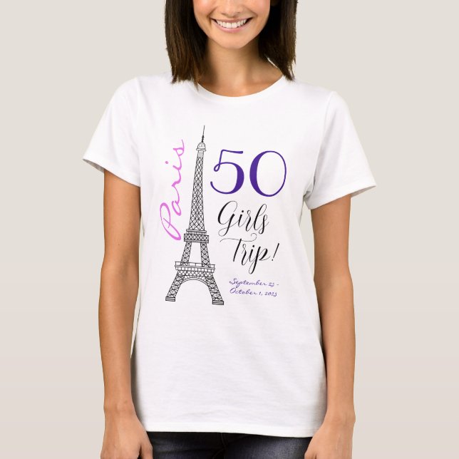 T-shirt Chic Paris Tour Eiffel 50e Voyage Filles Anniversa (Devant)