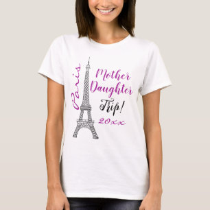 T-shirt Chic Paris Tour Eiffel Voyage Fille Mère