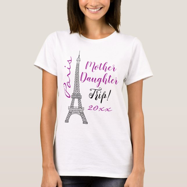 T-shirt Chic Paris Tour Eiffel Voyage Fille Mère (Devant)