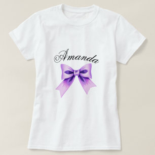 T-shirt Chic Purple Bow Coquette Girl Sweet 16 Anniversair