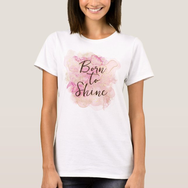 T-shirt Chic rose et or Aquarelle Sweet 16 Party invité (Devant)