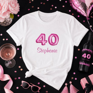 T-shirt Chic Rose Faux Pailleté 40e Anniversaire