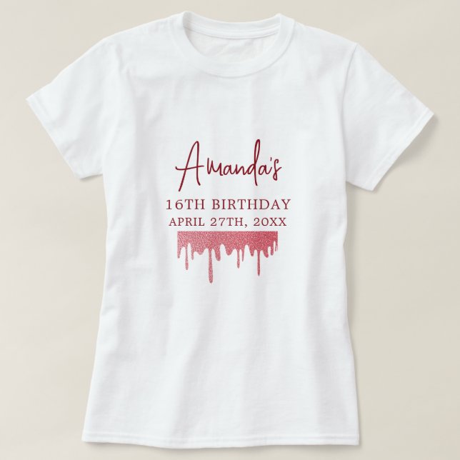 T-shirt Chic Rose Parties scintillant goutte d'or doux 16  (Design devant)