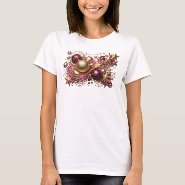 T-shirt Chic Rouge CHRISTMAS MAGIC Texte Art 3D (Devant)