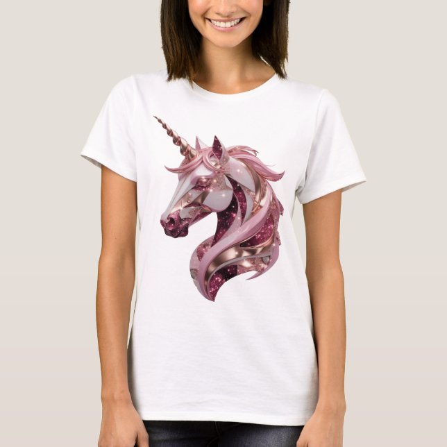 T-shirt Chic Silver LICORNE Art de texte 3D (Devant)