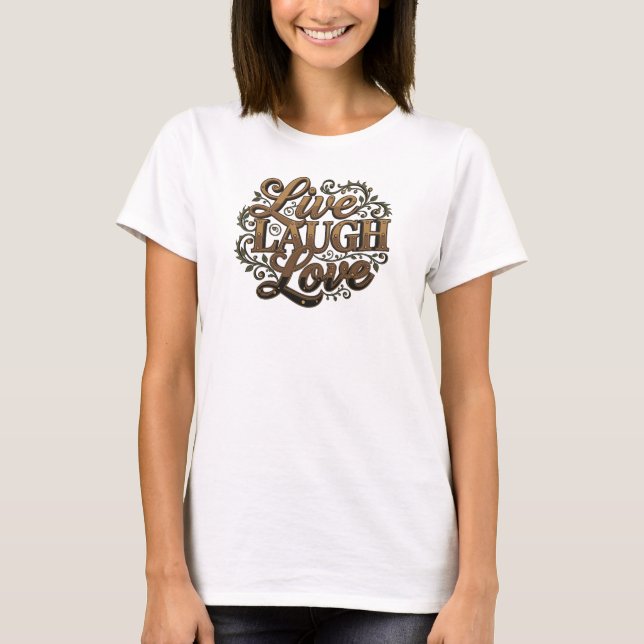 T-shirt Chic VIVE RIRE AMOUR Style Déclaration 2D (Devant)