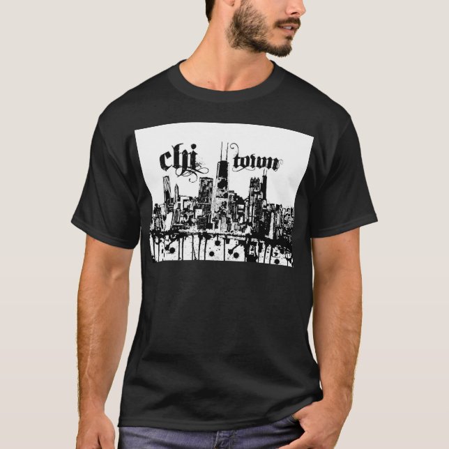 T-shirt Chicago "chi-ville" a mis dessus pour votre ville (Devant)
