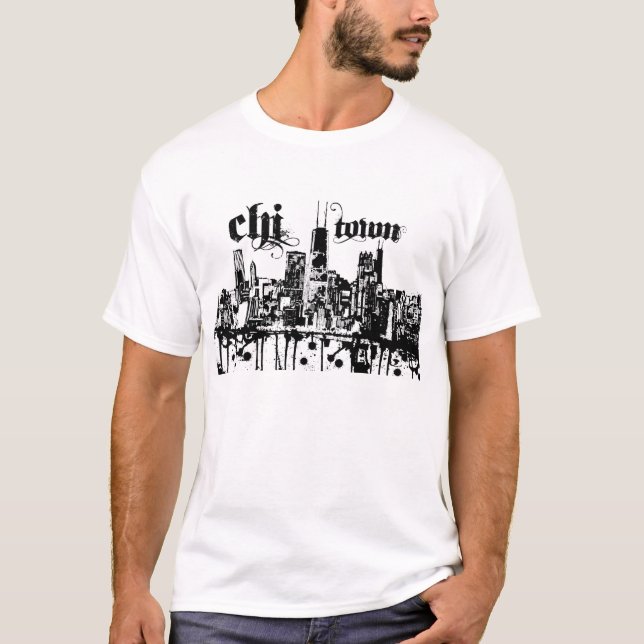 T-shirt Chicago "chi-ville" a mis dessus pour votre ville (Devant)