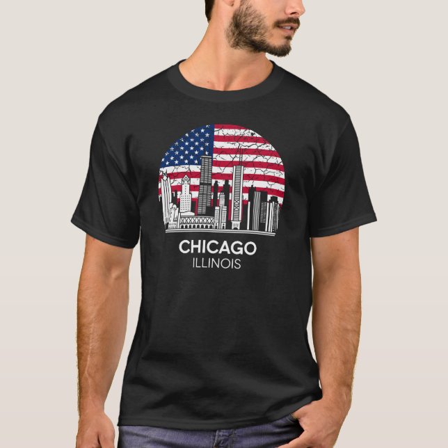 T-shirt Chicago City Illinois Flag (Devant)