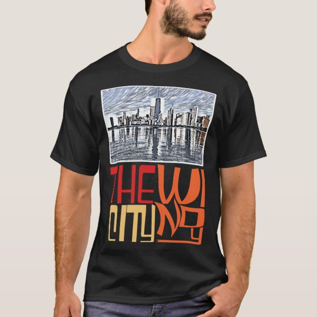 T-shirt Chicago City Skyline  Chicago Skyline Silhouette (Devant)