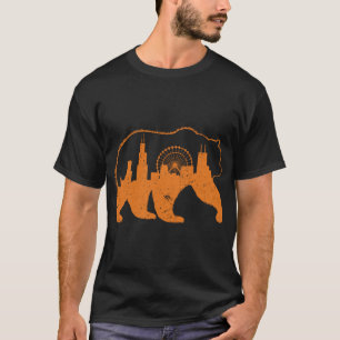 T-shirt Chicago City Vêtement Downtown Walking Bear Silhou