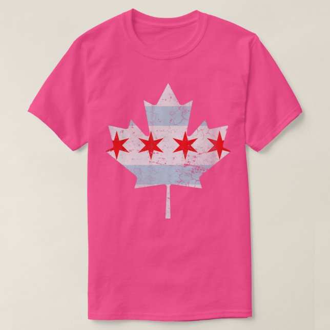 T-shirt Chicago Drapeau canadien Feuille d'érable Canada (Design devant)