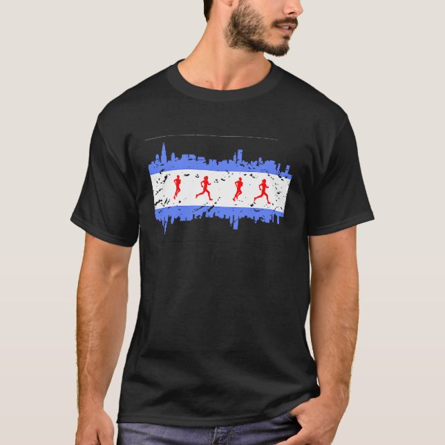 T-shirt Chicago Drapeau de coureur Équipement de coureur C (Devant)