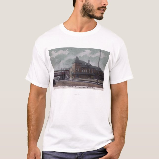 T-shirt Chicago et gare ferroviaire du nord-ouest (Devant)