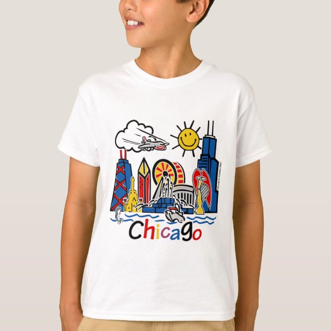 T-shirt Chicago Fun Kids Skyline (Devant)