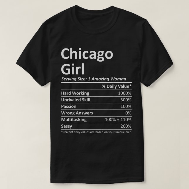 T-shirt CHICAGO GIRL IL ILLINOIS Funny City Accueil Racine (Design devant)