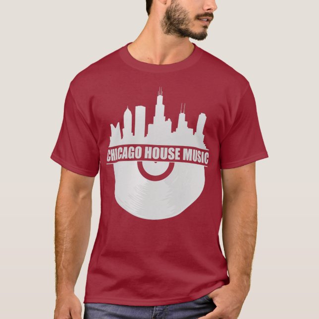 T-shirt Chicago House Music Chicago Skyline EDM DJ House (Devant)