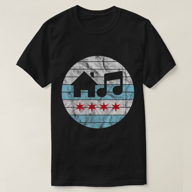 T-shirt Chicago House Music Vintage DJ EDM  (Design devant)
