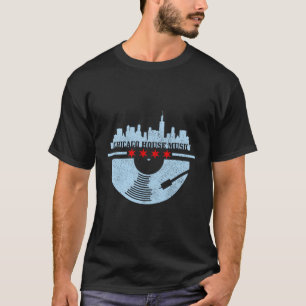 T-shirt Chicago House Music Vintage Vinyl Dj Raver Drapeau