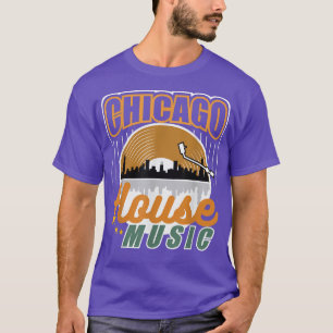 T-shirt Chicago House Music Vinyl Dj Raver Drapeau Skyline